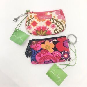 Vera Bradley Set of Two New Floral ID Zip Cases and bonus colorful Fish keychain